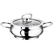 Kozica 0,8l s stekl. pokrovom nizka 2-R inox fi14x6cm, indukcija