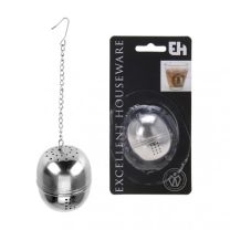 Cedilo za čaj jajček z vrvico, 4x4,7cm, inox 

