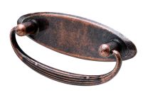 Ročaj pohištveni, 94x30x14mm, dvovijačni, razdalja med vijaki 64mm, medenina / videz bakren 