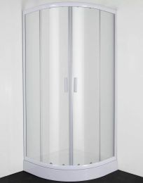 Tuš kabina polkrožna z 2 drsnimi vrati bela 89-90x89-90x190cm mat steklo