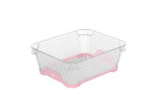 Košara mrežasta za shranjevanje Jonas z anti-slip funkcijo 20x16x7cm A6 pvc transparent biserno roza (