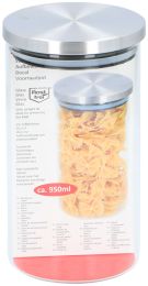 Doza steklena s pokrovom inox, Alpina, 950ml, 10x18cm **
