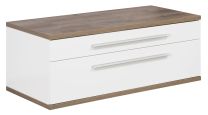 STANFORD omara pod umivalnikom za um. 80001, 110x41x50 cm, 2 predala, sifon, brez izreza bela visoki sijaj/Eiche Natur 80023