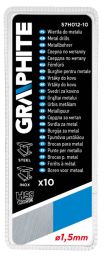 Sveder  1.5x22+18mm 10/1 HSS-Co5% (135°) DIN 338 - 57H012-10 Graphite