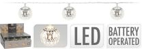 Lučke 10 led srebrne kroglice toplo bele baterijske, Koo.