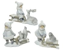 Figura otroci na saneh 18x13cm, DSGlas
