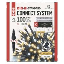 LUČKE povezovalne 100 LED 10m T. BELA/BELA utripajoče