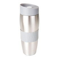 Lonček - kava za sabo 400ml z sivim silik.obroč., inox, Daj.