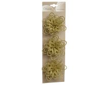 Okras novoletni roža na klipso zlata 10cm, set 3/1