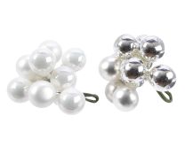 Bučke novoletne steklene bele/srebrne fi 2 cm, set 10/1