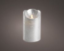 Sveča novoletna led srebrna mat., 7,5x12,5cm, Kaem.