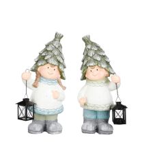 Figura božična fantek/punčka z lanetrno 46cm, Edel.