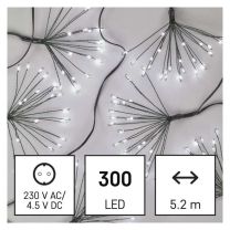 LUČKE nov. FIREWORKS 300LED Bele 5,2m+3m+ časovnik IP44
