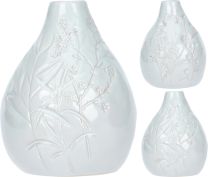 Vaza z dekorjem plava/krem, 12cm
