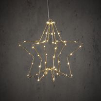 Zvezda viseča zlata 60 led toplo bela, na baterije, 32 cm,  Edel.