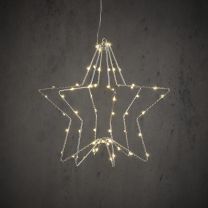 Zvezda viseča srebrna 60 led toplo bela, na baterije, 30 cm,  Edel.