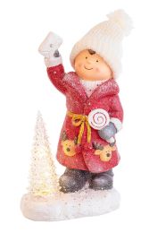 Figura okrasna punčka s smrekico led 45 cm, Bizz.