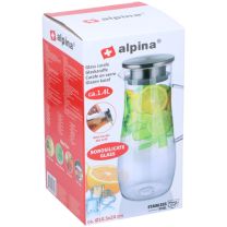 Vrč za vodo iz borosilikatnega stekla 1,4l, inox pokrov 10,5x24cm