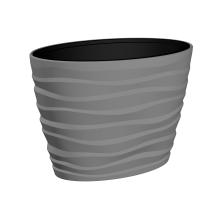 Lonec cvetlični Bora oval z notranjo posodo 60 x 39 x H42 siva, PLS