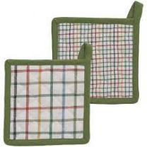 Prijemalka set 2/1 zeleni karo,18x18cm, tekstil, 
