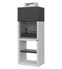 VRTNI KAMIN MAIA S ČRNO SIVO OPEKO + G30 REŠETKA S POSODO d58,5 x š35 x v24cm