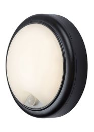 Svetilka LED HITURA s senzorjem 15W 4000K okrogla črn rob IP54