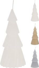 Sveča smreka 16cm, bela/srebr./zlata
