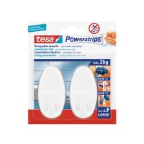 Kljukica samolepilna ovalna Tesa Powerstrips Hooks large, bela 2/1
