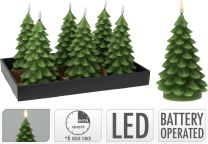 Sveča smreka LED plamen, 19cm, zelena
