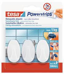 Kljukica samolepilna ovalna Tesa Powerstrips Hooks Small, bela, 3/1
