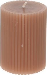 Sveča rebrasta Pillar 8cm, rjava
