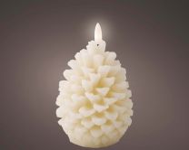 Sveča storž z LED plamenom, 13 cm, bel