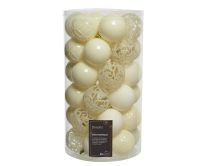 Bučke novoletne bele sijaj/mat plastične mix fi 6 cm, set 37/1, Kaem.