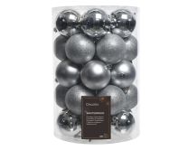 Bučke novoletne plastične, srebrne fi 8 cm, set 34/1