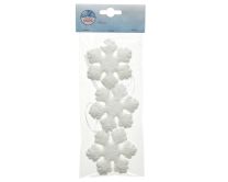 Okras novoletni snežinka bela 7,5 cm, set 3/1, Kaem.