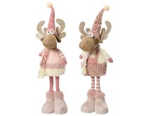 Figura božična jelenček roza/bel 50 cm, Kaem.