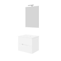 Kopalniški sestav Iris 60, omarica z umivalnikom 61x53x46 cm, ogledalo z led lučko 60x80cm, bela sijaj
