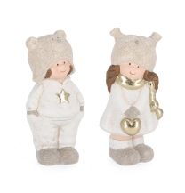 Figura božična fantek/punčka bež 16 cm, Bizz.