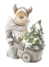 Figura božična jelenček s smrečico led, 43 cm, Bizz.