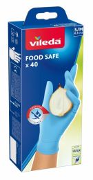 Rokavice Vileda Food Safe za enkratno uporabo,nitril, S/M, 40/1, nepudrane