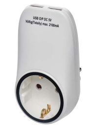 Vtikač 2x USB EURO SCHUKO Emos