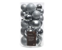 Bučke novoletne srebrne sijaj/mat plastične fi 6 cm, set 30/1, Kaem.