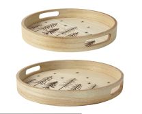 Pladenj okrogel MDF 2/1, 34,5 x 4cm, les
