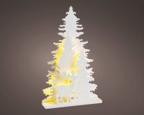 Drevesa zasnežena z jelenčkom led, 36 cm, Kaem.