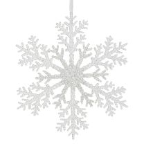 Okrasek za jelko snežinka belo/srebrna fi 21 cm, Kaem.