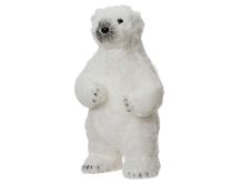 Figura medved stoječ bel z bleščicami 29 cm, Kaem.