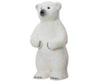 Figura medved stoječ bel z bleščicami 60 cm, Kaem.