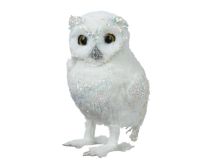 Figura sovica bela s kristalčki 23 cm, Kaem.