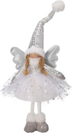 Figura božična punčka stoječa srebrna led 50 cm, Koo.