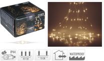 Lučke zavesa 100 led nano toplo bela srebrna žica 1m, vodoodporne, IP44, Koo.